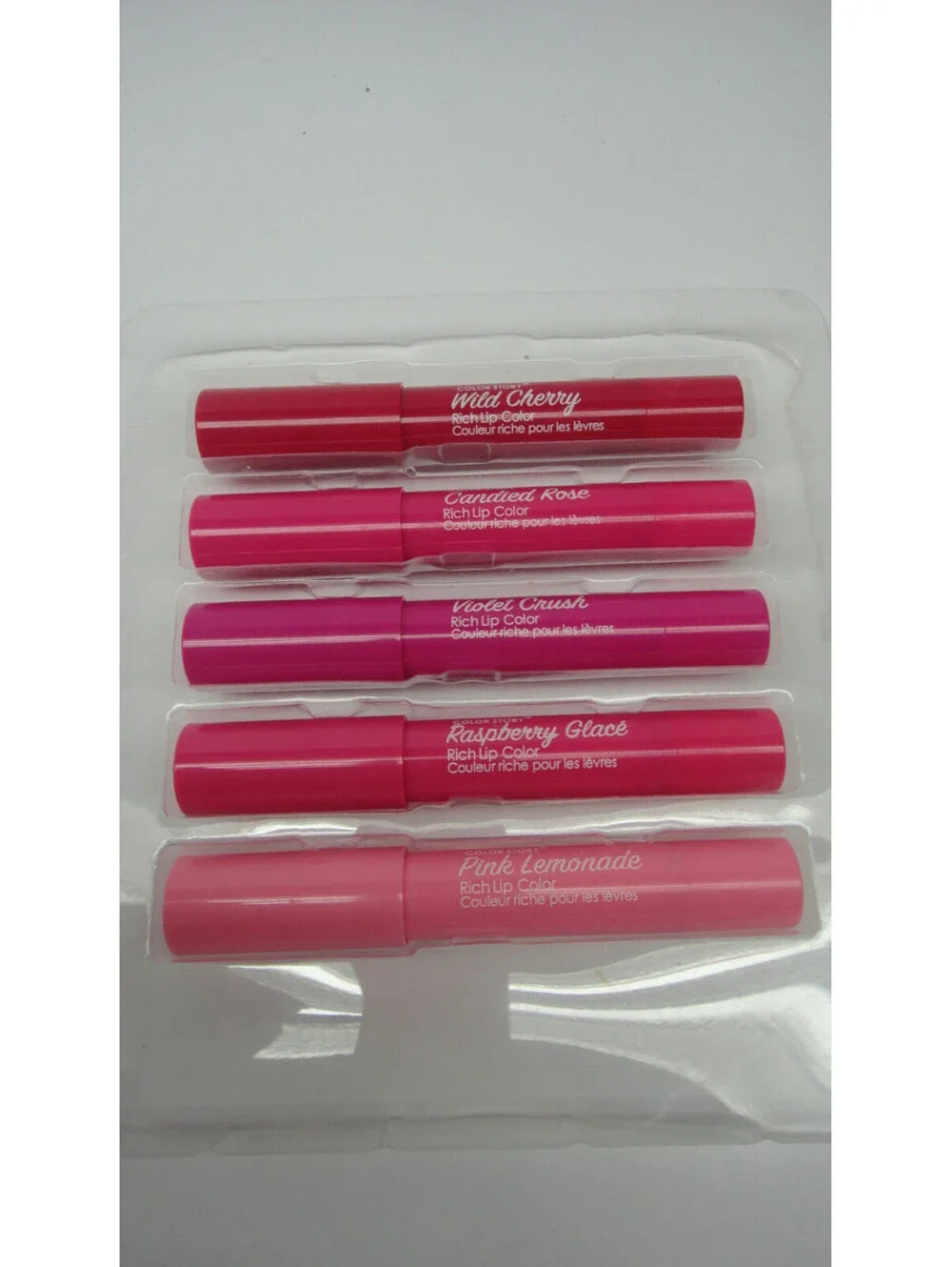 (Lot of 3) 5 Pc Lip Color Crayons COLOR STORY Sweet Treats Cherry Rose Violet